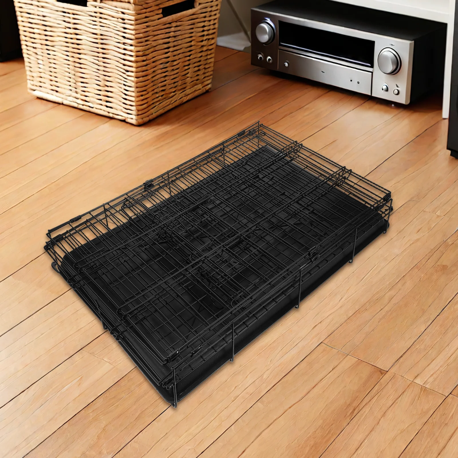 

Folding Pet Cage Dog Small Cages Travel Crate Puppy Stainless Steel Crates for Dogs Indoor Cats