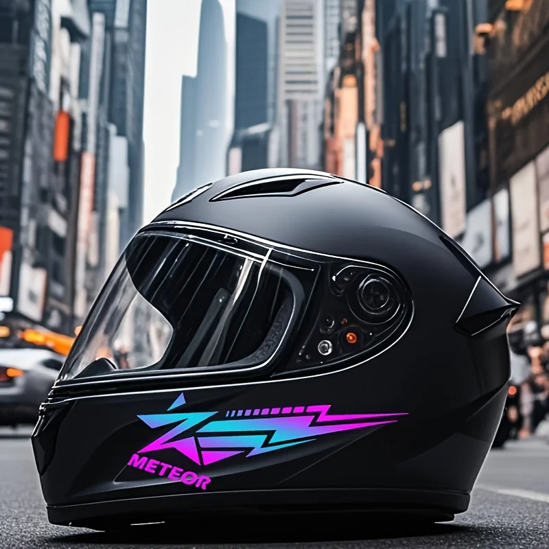 

Waterproof PVC for Motorcycle Helmet Meteor Sticker Set 2PCS Red Black