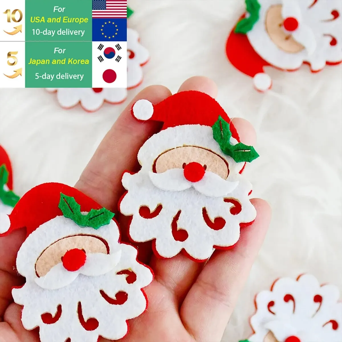 Santa Felt, Christmas Decorations Cloth Paste, Santa Snowflake Elk Ornaments Christmas Accessories 10pcs