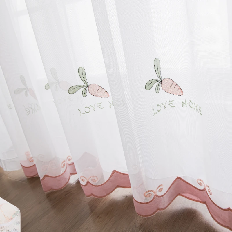 Small Fresh Free Punching Window Screen Children's Room Bedroom Boys and Girls Curtain Balcony Bay Window Light Screen Curtain