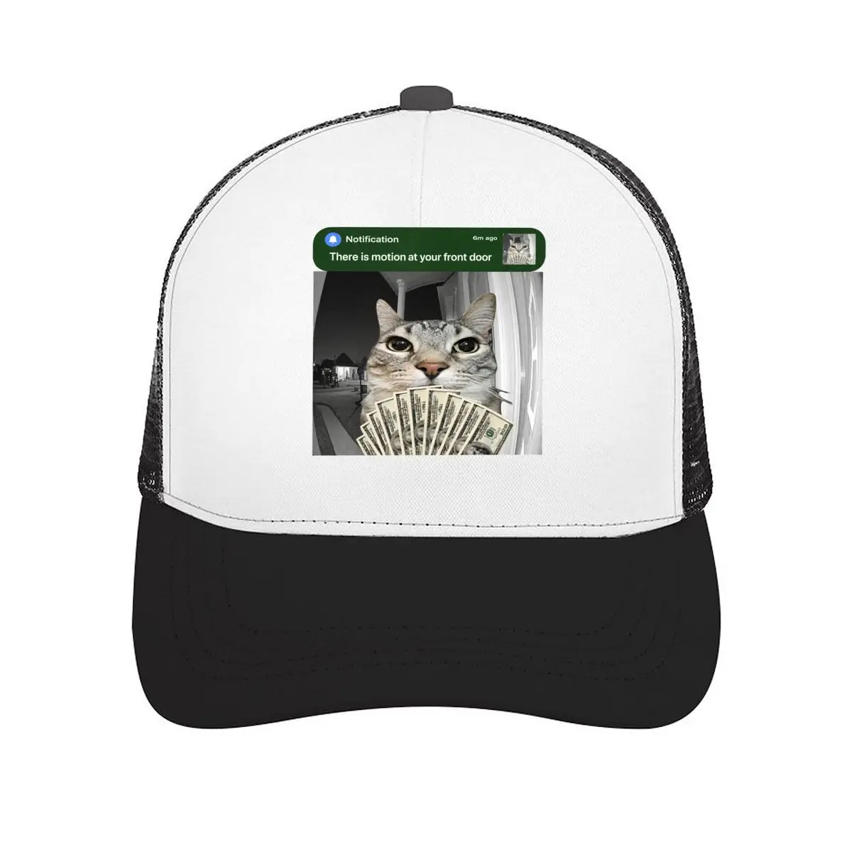 There Is Motion At Your Front Door Cat Meme Mesh Baseball Cap Casual Hat Outdoor