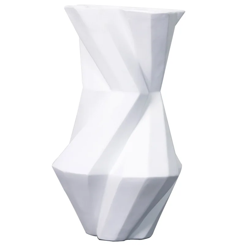 

Nordic modern model room, living room, art flower arranger, ornament, home geometric vase, black and white resin TV cabinet