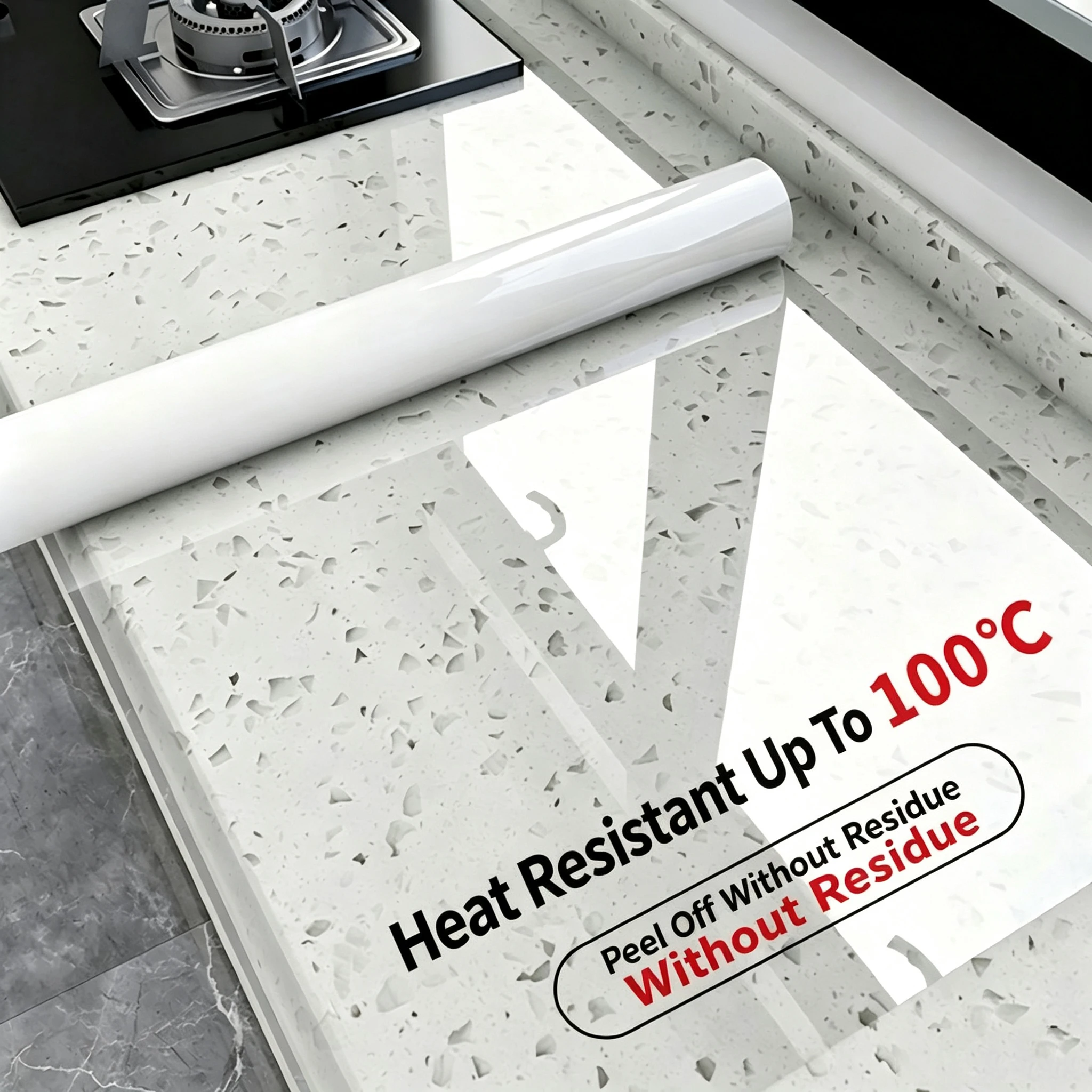 PET Extra Thick Kitchen Countertop Protective Film Stove Marble Table Special Film High Temperature Resistant Oil Proof Sticker