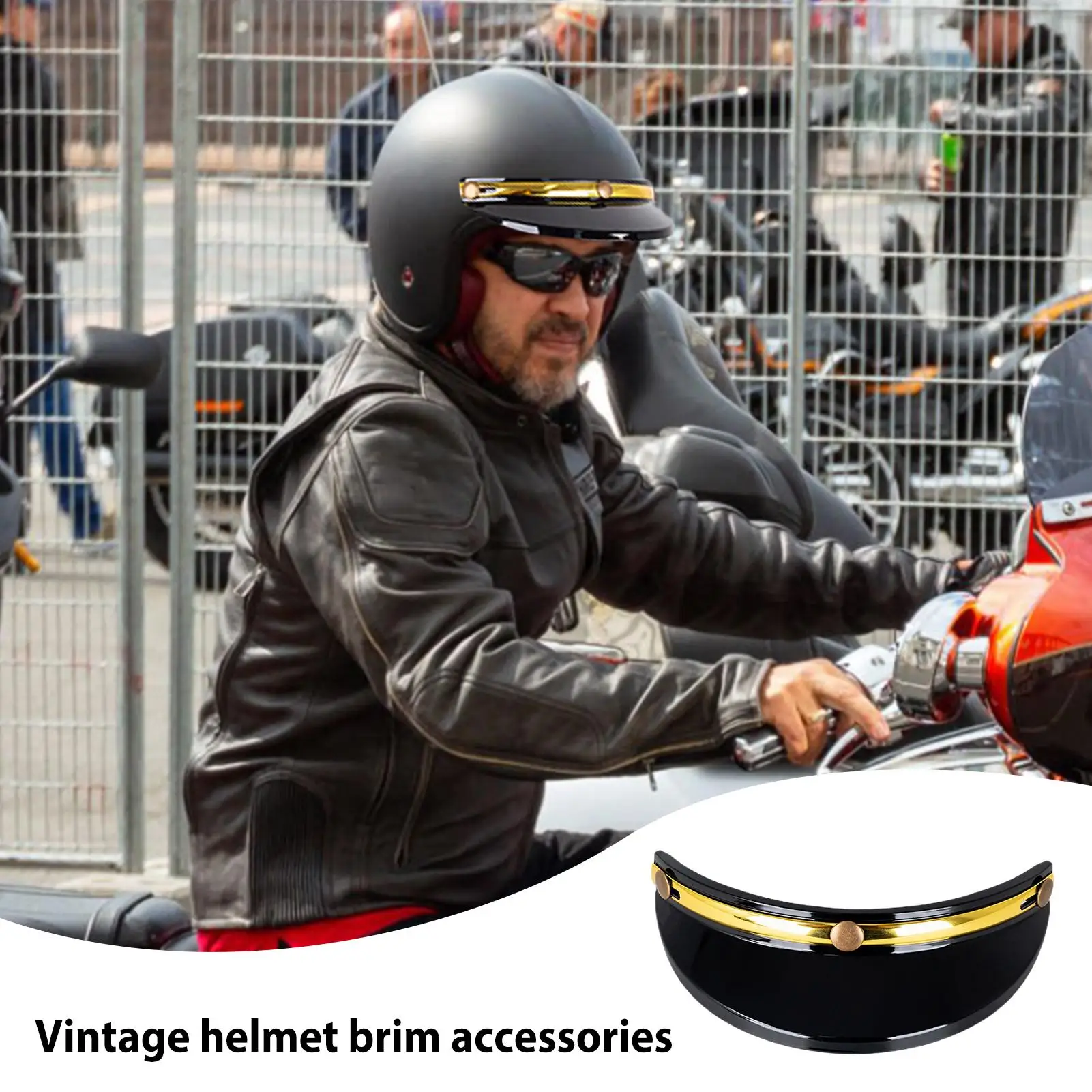 Vintage Helmet Visor Universal Sun Shade For 3/4 Helmets With 3 Buttons Halfhelmet Motorcycle Replacement Helmet Brim Parts view 6