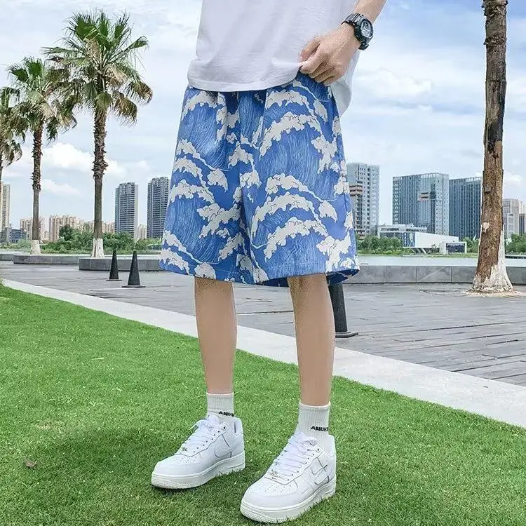 

Beach pants, summer thin swimming trunks, five-quarter length pants, loose floral shorts, casual outer wear, men's pants y2k emo