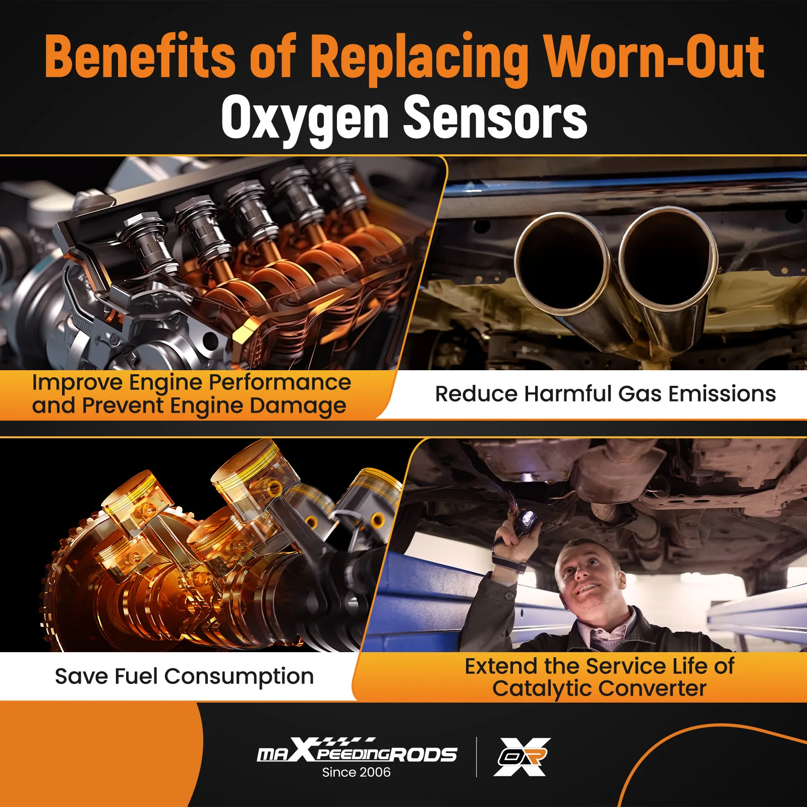 

Engine O2 Sensor Bundle for Ford Fiesta 1.6L L4 2011-2019 234-4493 234-4555