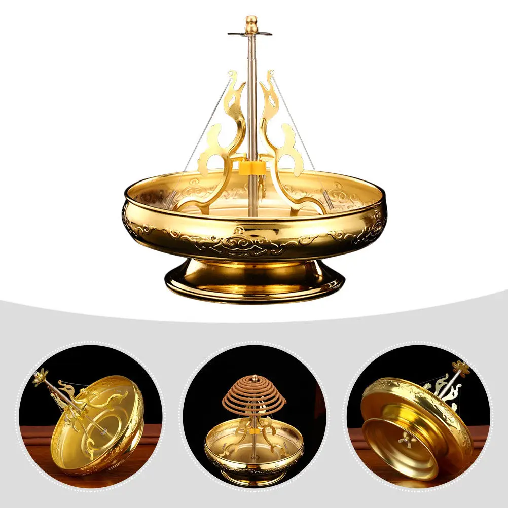 Desktop Incense Burner Alloy Censer Stand for Incense Sticks Coils Ash Containment Elegant Home Office Decorative Adornment