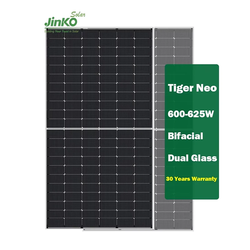 JinKo Solar Panel 605W 630W N-Type 66Half Cell Bifacial Dual Glass Modules 610W 615W 620W 625W Tiger Neo 132HalfCut photovoltaic