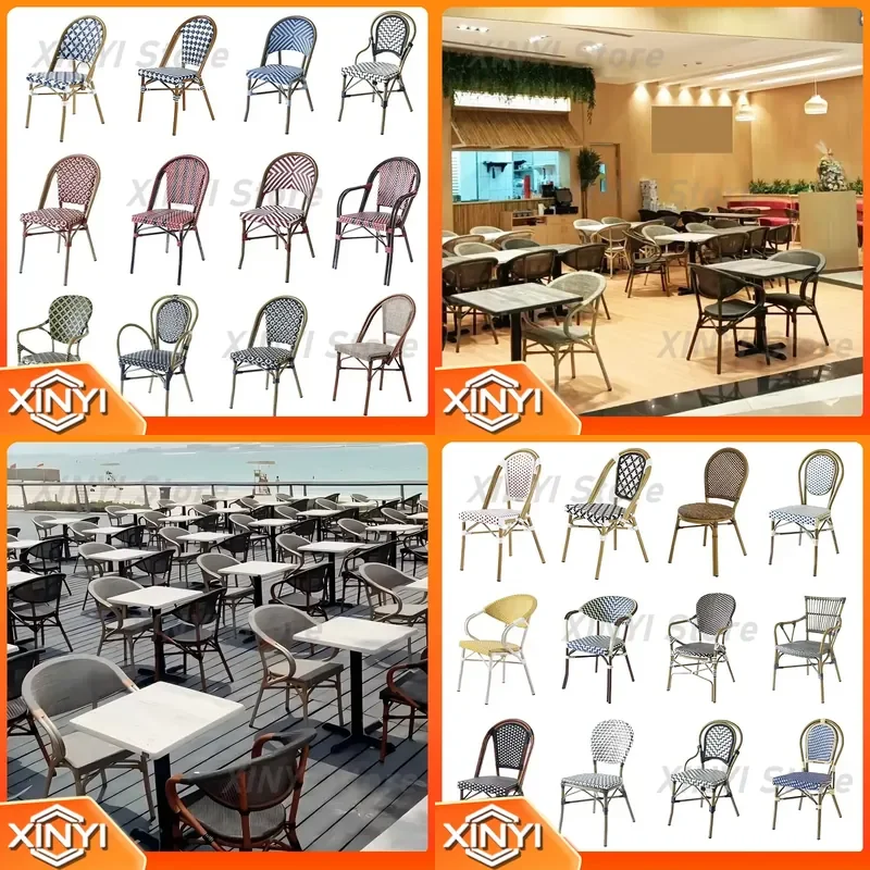 All Weather Rattan Outdoor Dining Chairs for Garden Bistro Restaurant Patio for PE Rattan Furniture Set Modern Stackable