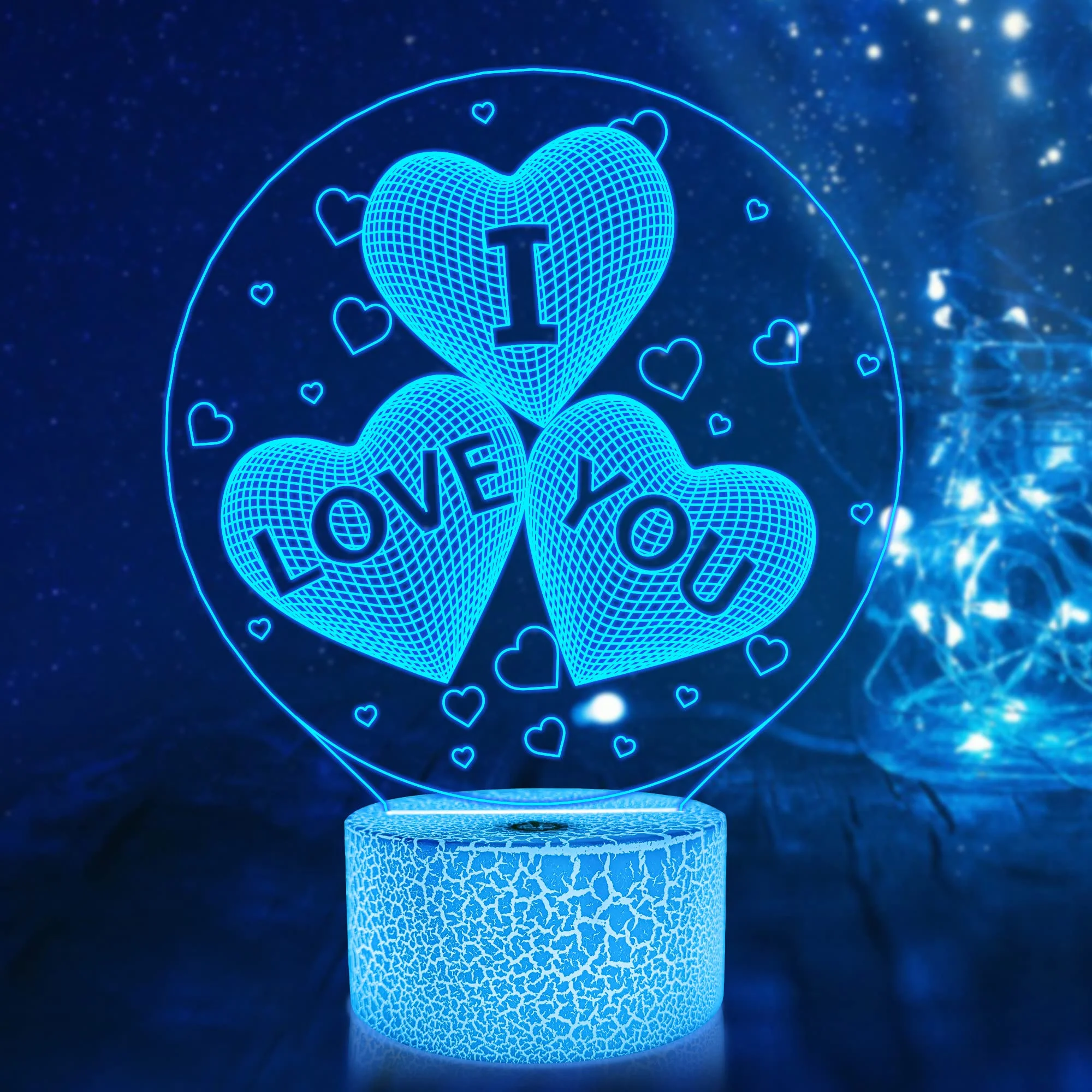 I Love You 3D Illusion Lamp, Heart Night Light Desk Lamps Kid Room Decor Festival Valentine's Day Birthday Gifts for Girls Lover