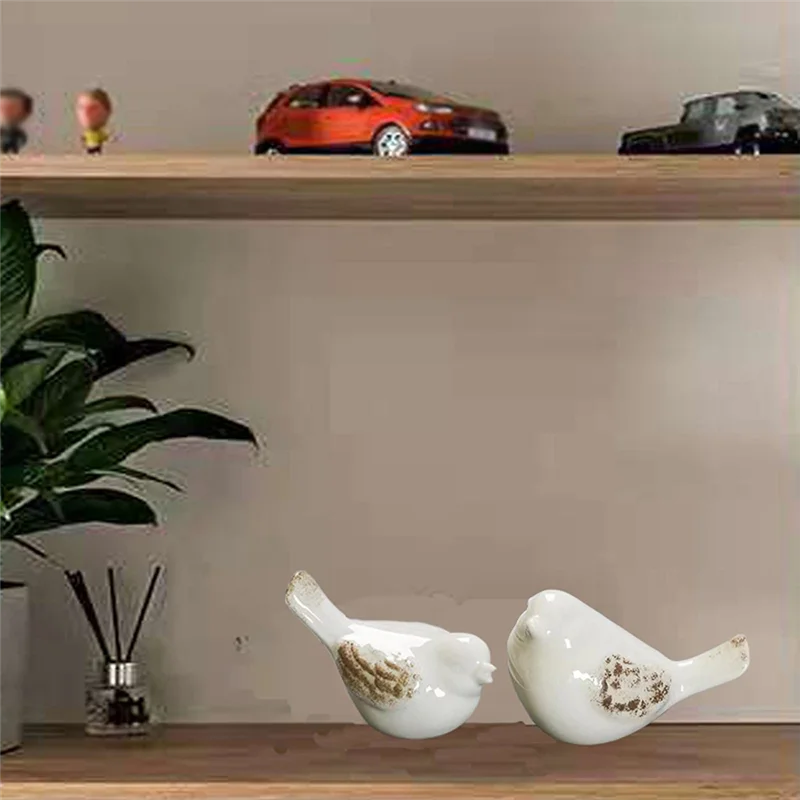 JHD تمثال الطيور الصغيرة الأبيض تماثيل صغيرة على شكل حيوانات ديكور المنزل الحلي الزخرفية لغرفة النوم لغرفة المعيشة مكتب المنزل #2