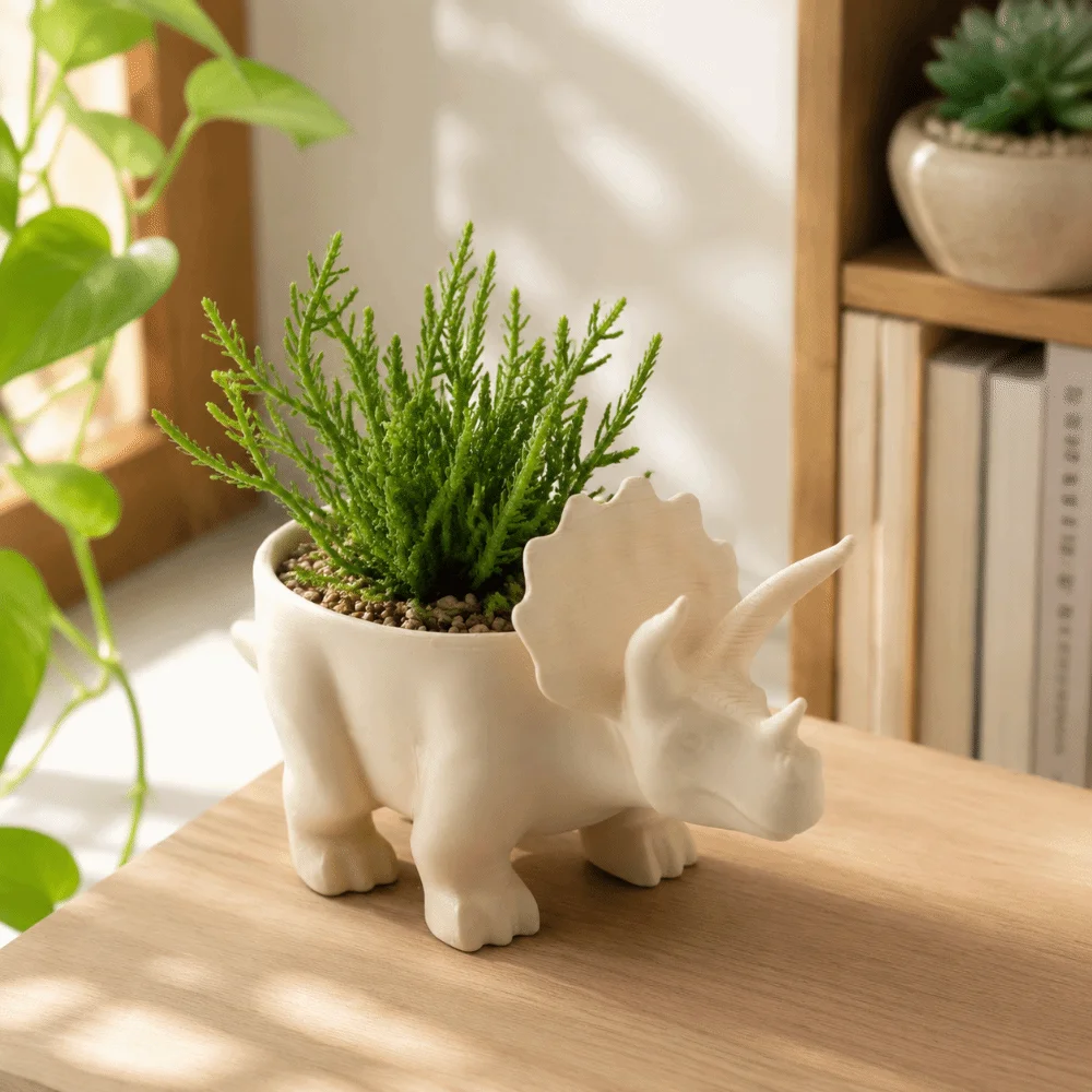 Animal Figurine 3D Printed Dinosaur Flowerpot Desktop Decoration Ornaments Small Storage Funny Mini Flower Pot Balcony