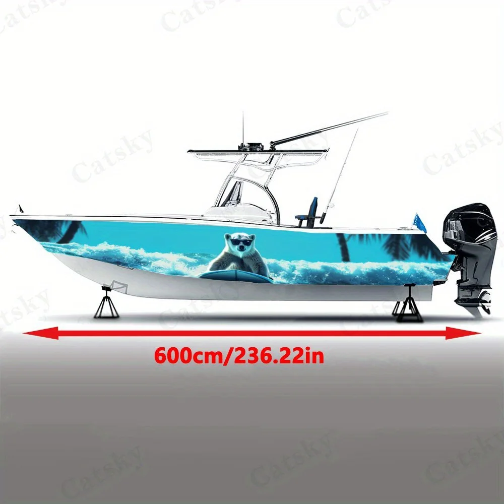 Adventure of Polar Bear Surfing   Boat sticker vinyl ship pontoon deck Boat fishing decorative pontoon boats decal