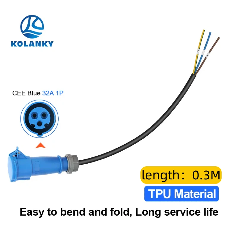 

CEE blue Power Female Plug For Portable EV Charger Schuko Plug Socket Adapter Connect with 16A 3 Phase 7.2KW blue Socket 1Phase