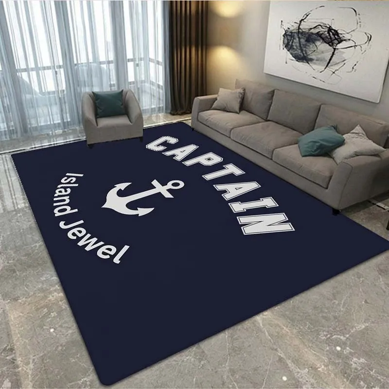 

Dark blue nautical series carpet 3D printed decorative carpet is suitable for living room, bedroom carpet andcorridor floor mats
