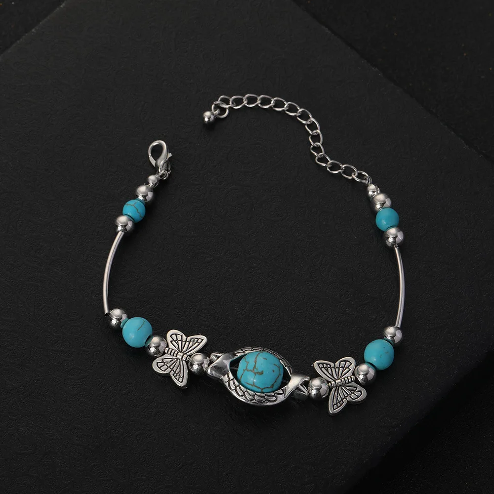 1 Piece Women Fashion Gem-stone Butterfly Adjustable Bracelet Beaded Bracelet For Women