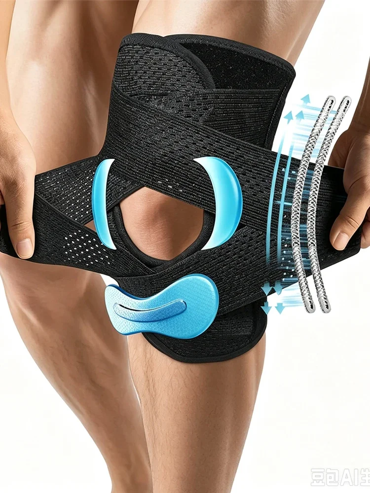 AliExpress NONE Adjustable Knee Support Brace with Side Stabilizers & V-Straps,Meniscus Stabilizing Knee Wrap, Sports Basketball Running Cycling