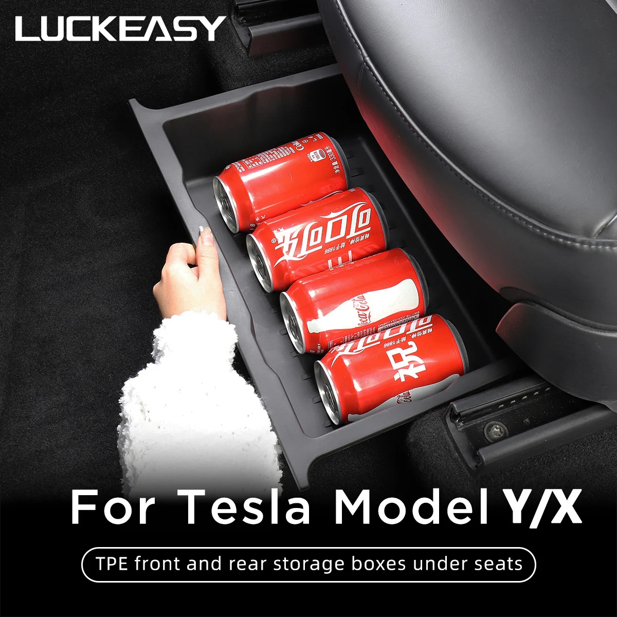 For Tesla Model Y Under Seat Storage Box Car Interior Accessories Drawer Type Organizer Model X Storage Lower Box Case 2023-2024