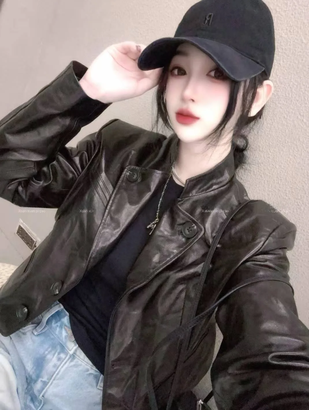 

Новая женская мотоциклетная куртка из натуральной овчины для весны и осени, свободного кроя, приталенная, повседневная, универсальная.