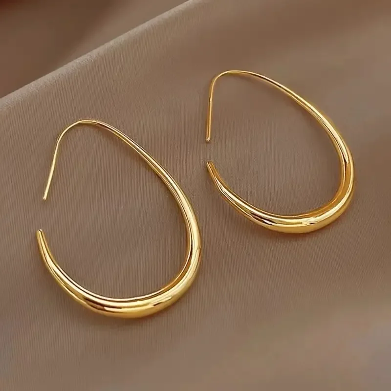 Hot Sale Geometric Oval Hoop Earrings for Women Simple Desgin Earrings Party Wedding Fashion Jewelry Accessories 2024