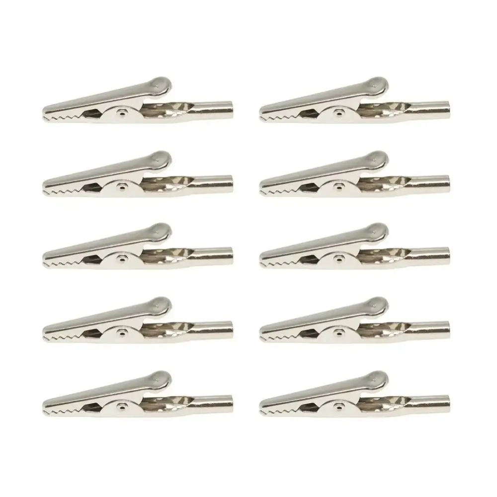 10Pcs/Set Durable 51mm 10A Alligator Clips Metal Single Prong Crocodile Clip Nickel Plated Electrical Test Clip Cable Lead