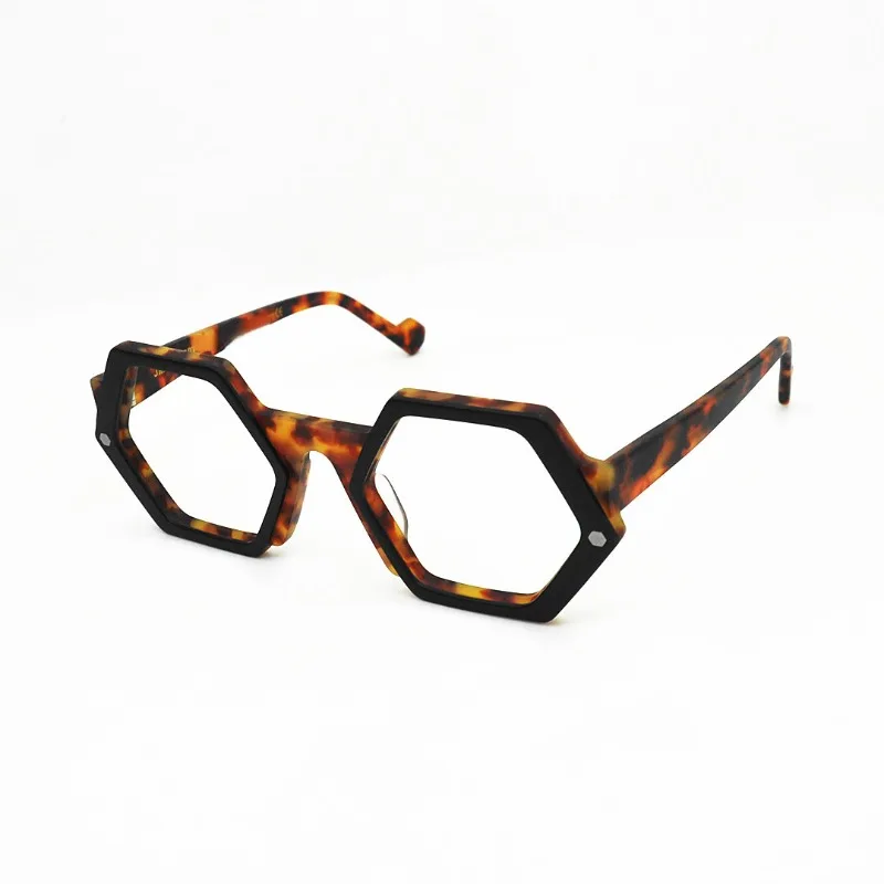 New Personalized Irregular Polygon Acetate Glasses Frame Brand Designer Retro Eye Glasses Frames for Men