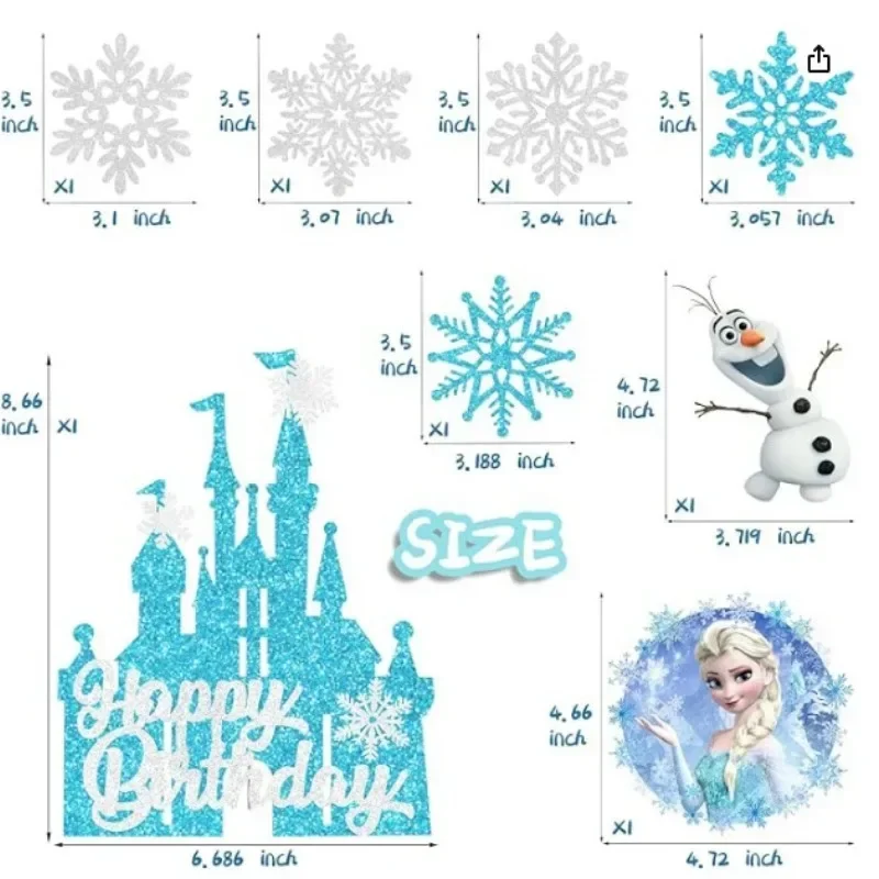 6 Stück DSN-Figuren, Bestseller Cartoon Frozen Castle Themenparty Tortendekoration, Schnee Kawaii Niedliche Themen-Geburtstagsparty Tortendekoration – Detail 2