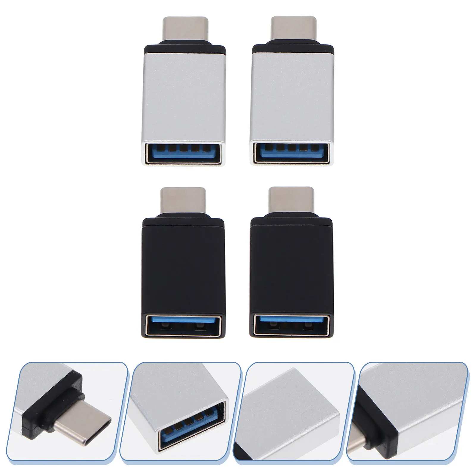 4Pcs Portable Type-C Converters Durable Practical Multi-Device Compatible Data Transfer and Charging Adapter for Phones Laptops