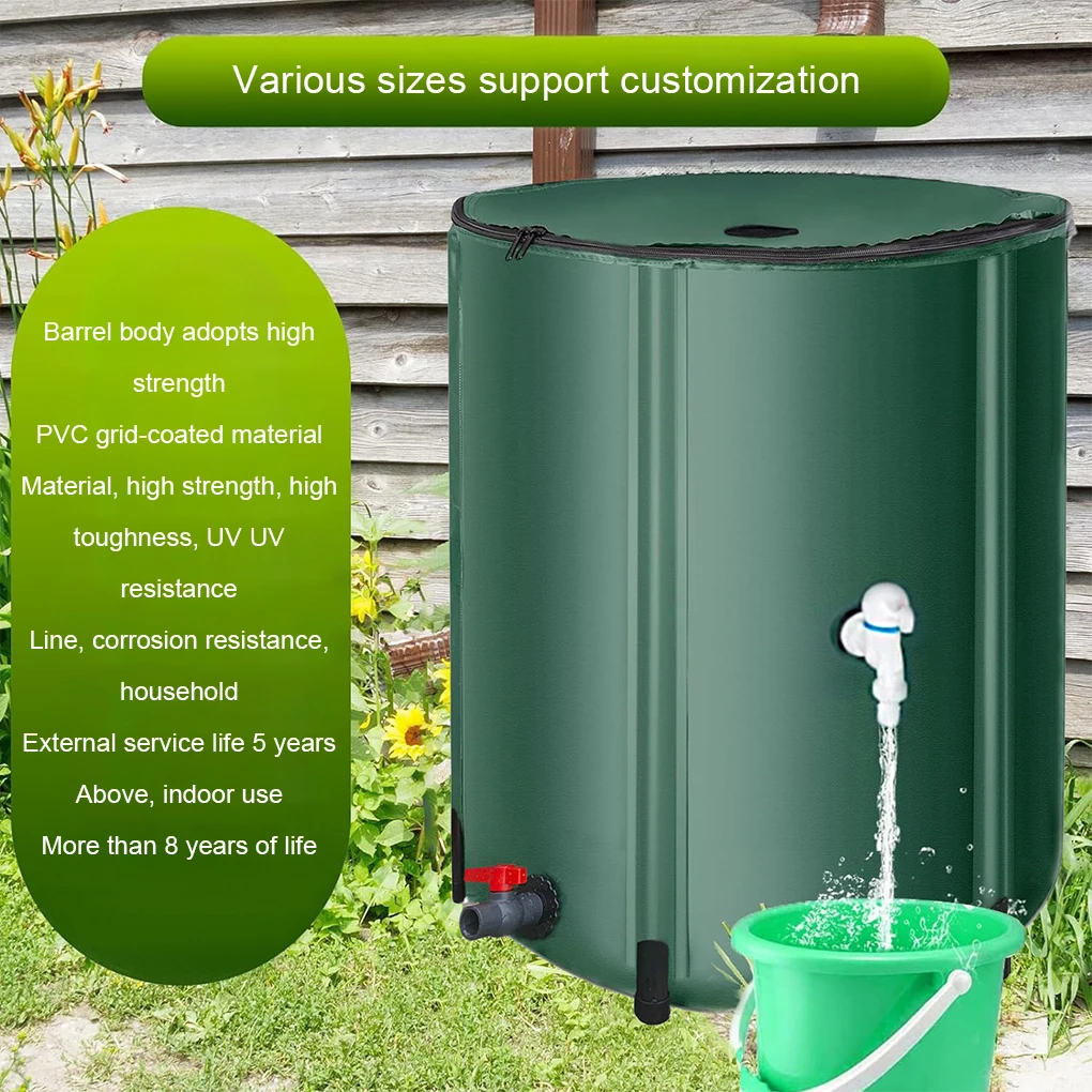 Rain Barrel Collapsible Rainwater Harvest Water Tank Garden Strong Pvc Foldable Collection Tank Container With Runoff Upgrade