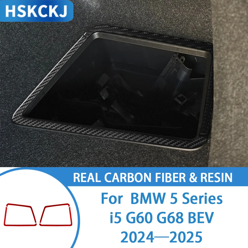 

Carbon Fiber Interior Tail Trunk Storage Box Panel Trim Cover Car Accessories Decal Sticker For BMW 5 Series i5 G60 G68 2024+