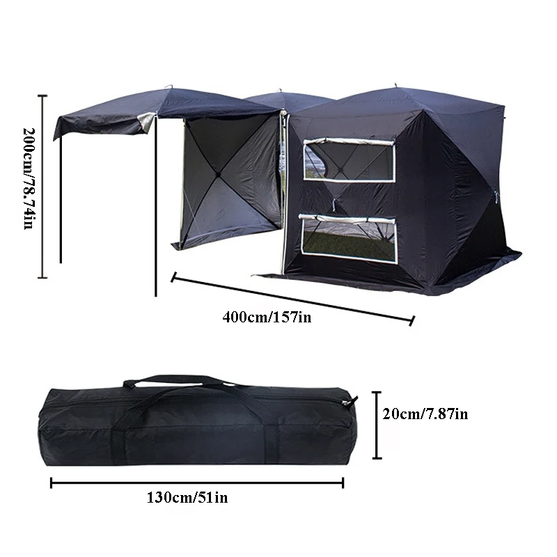 Automatic Pop Up Car Rear Extention Tent, Outdoor Camping Shelter, SUV Beach Tarp, Canopy Awning, Self Driving, 4, 6, 8 Person