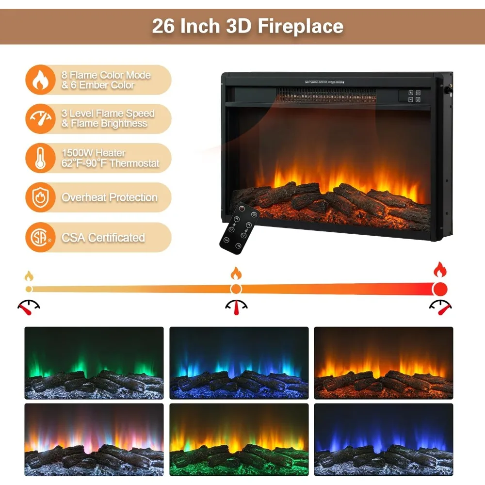 Centro de entretenimiento con chimenea eléctrica para televisores de 80 pulgadas, mesa consola de TV estilo granja de 32 altos