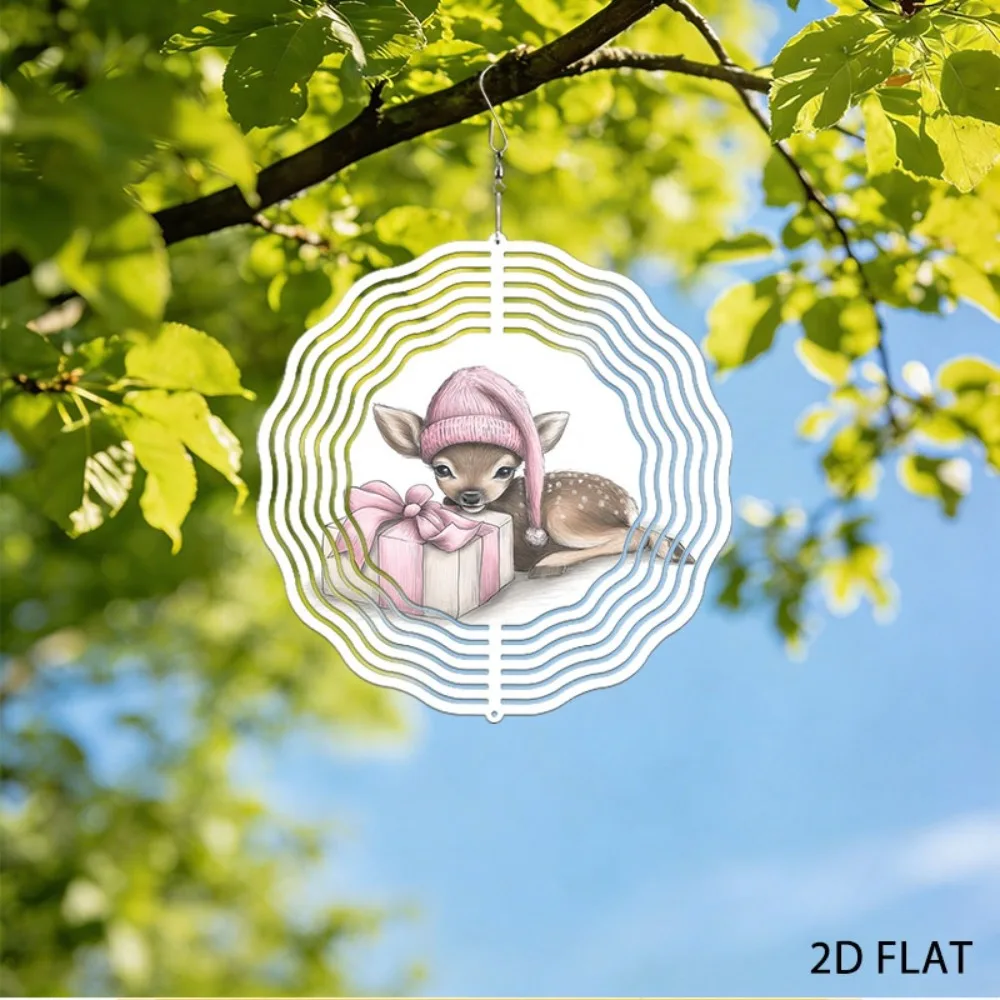 

Whimsical Garden Wind Chimes Pink Fawn Iron Outdoor Metal Decor