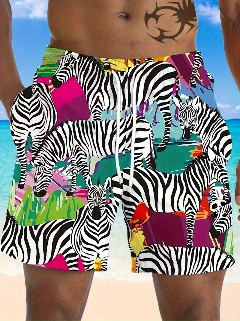Adult and Children's Wild Jungle Zebra 3D Print Beach Shorts, Perfect for Taking Kids To The Beach / Holiday Essential