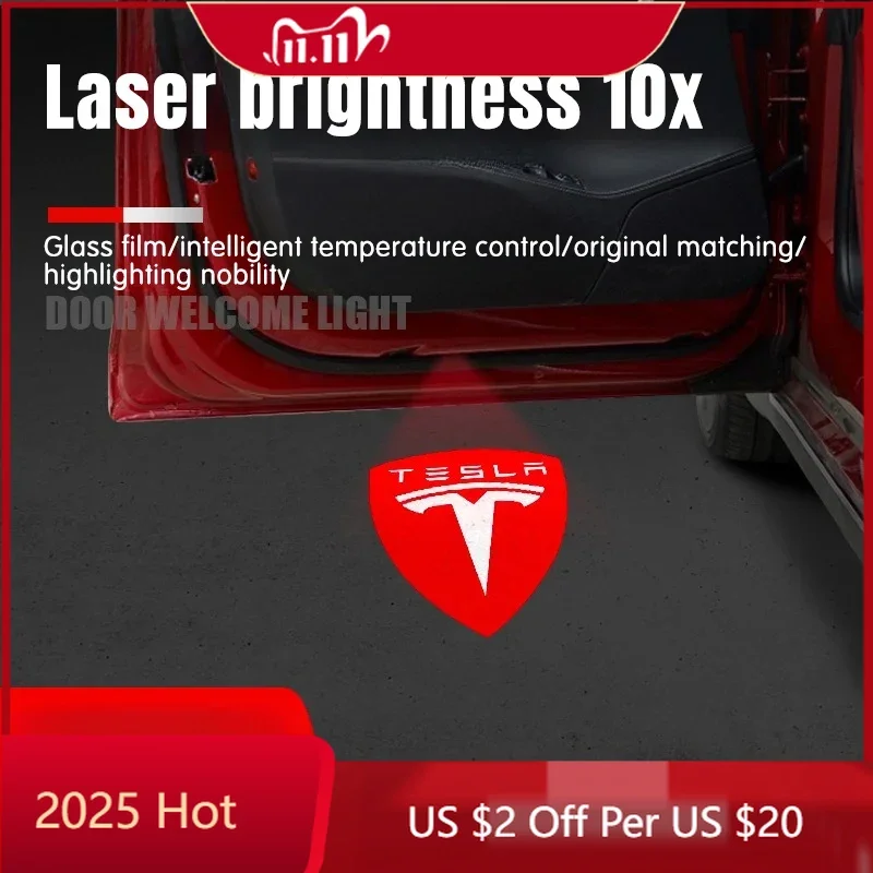 

Car Sticker Tesla Model 3/Y Welcome Light Model X S Door Light LED Atmosphere Light Modification Accessories Highlighting Replac