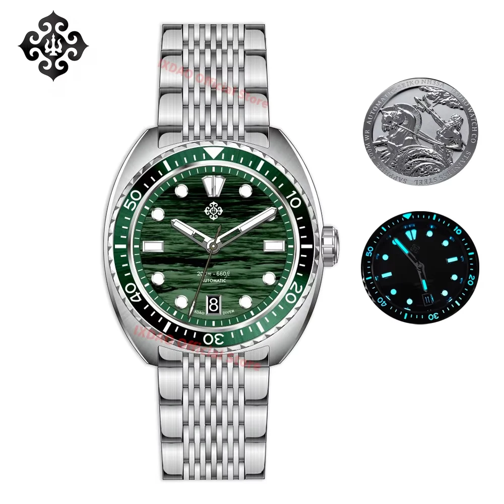 IXDAO IPOSE 2026 New Automatic Mechanical Men WatchNH35 Dragon Scale Pattern Watch Stainless Steel BWG-9 Diving reloj hombre image 3