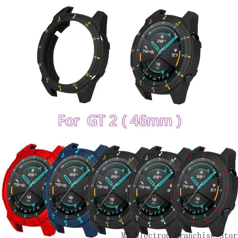 T5EA Stoßfänger Schutzkoffer -Bildschirmschutz für Uhr GT2 46 mm staubdes TPU -Shell