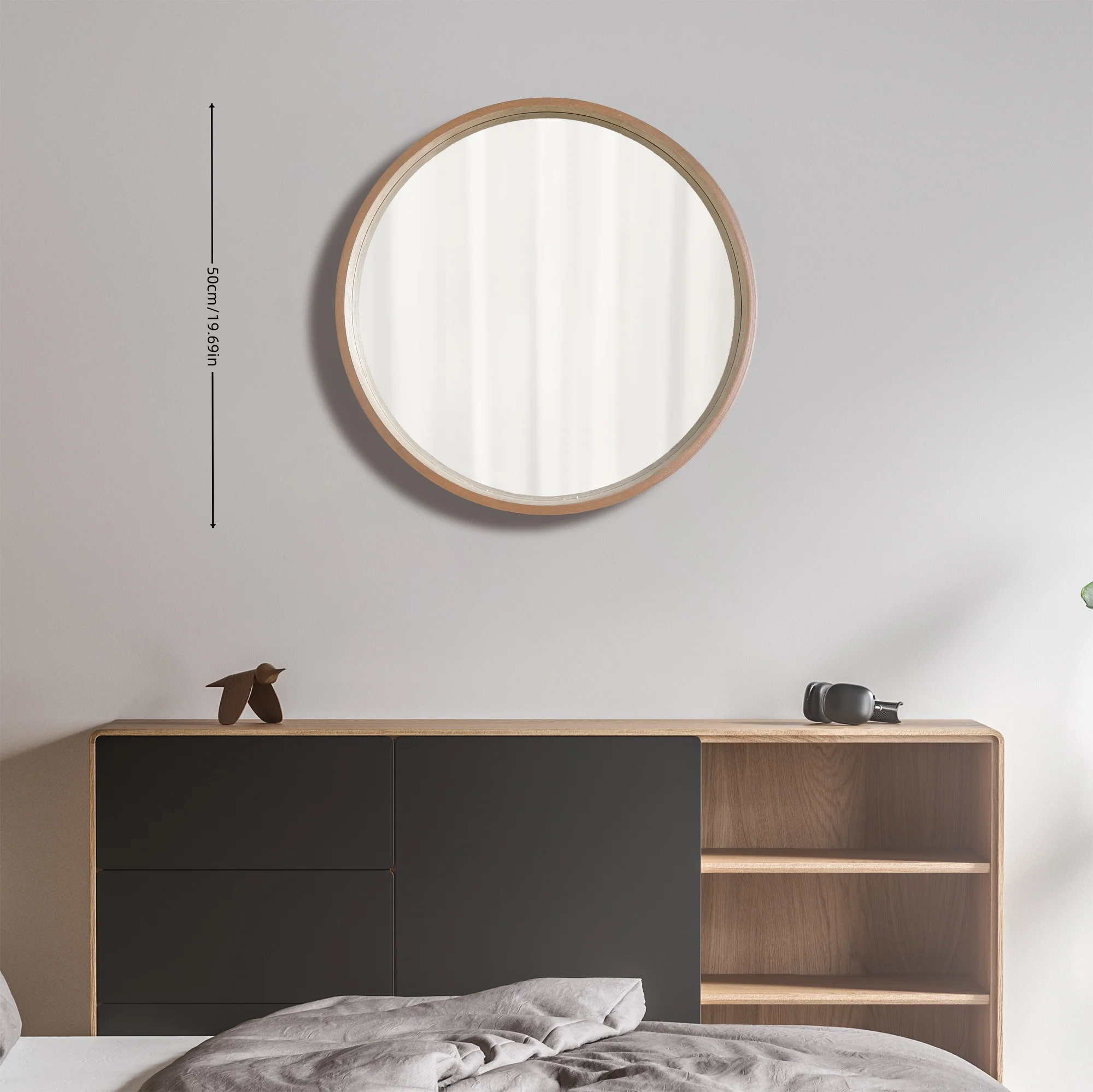 Wall-mounted Makeup Mirror - 50cm X 50cm Wall Decor Mirror, Wooden Frame Irregular Wall Mirror, Suitable for Bathrooms, Dressing - view 5