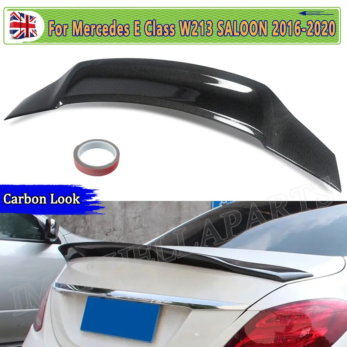 سبويلر ذو مظهر كربوني لسيارة Mercedes E Class E63 W213 E200 E300 صالون 2016 2017 2018 2019 2020 سبويلر خلفي للشفاه طراز Renntech
