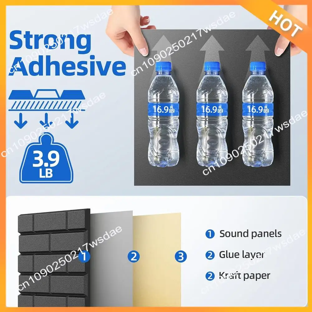 

X08A 12 Pack Acoustic Panels With Self Adhesive, 12 X 12 X 0.4Inch Soundproof Wall Panels For Home Studio Office Decor