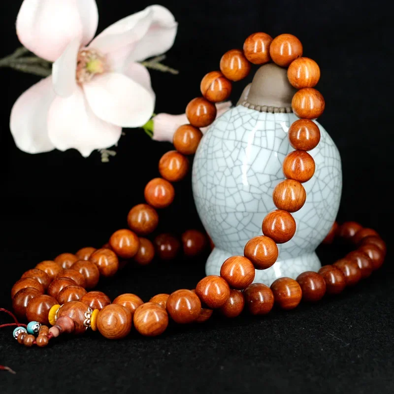 

Myanmar yellow pear rosary 20mm59 hand-held car hanging men and women's handstring sandalwood Buddha bead bracelet handicraft