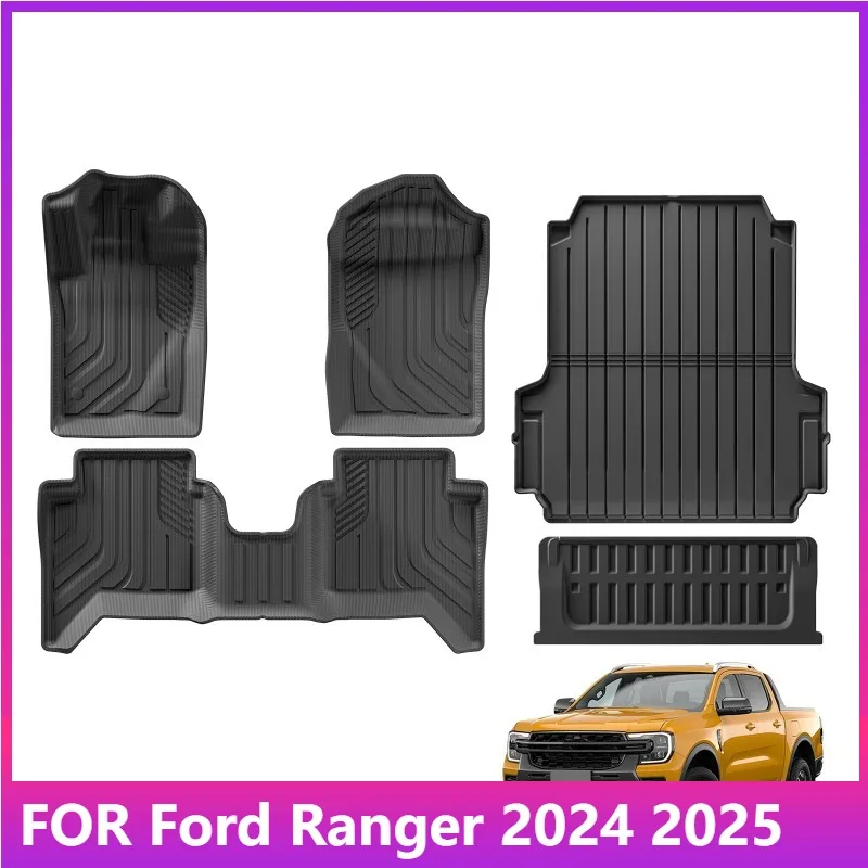 

Для Ford Ranger 2024 2025, американская версия, подходит для 5 футов, 59,6 кровати, грузовика, коврика для багажника, черные коврики из ТПЭ, защита
