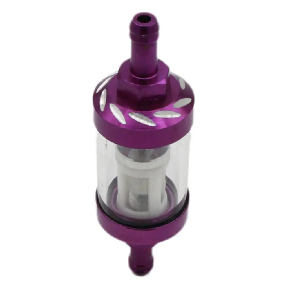 Gas Fuel Filter Replacement Aluminum Glass Inline Purifier 8mm for Motorcycle Scooter ATV Dirt Bike Universal 50cc-160cc