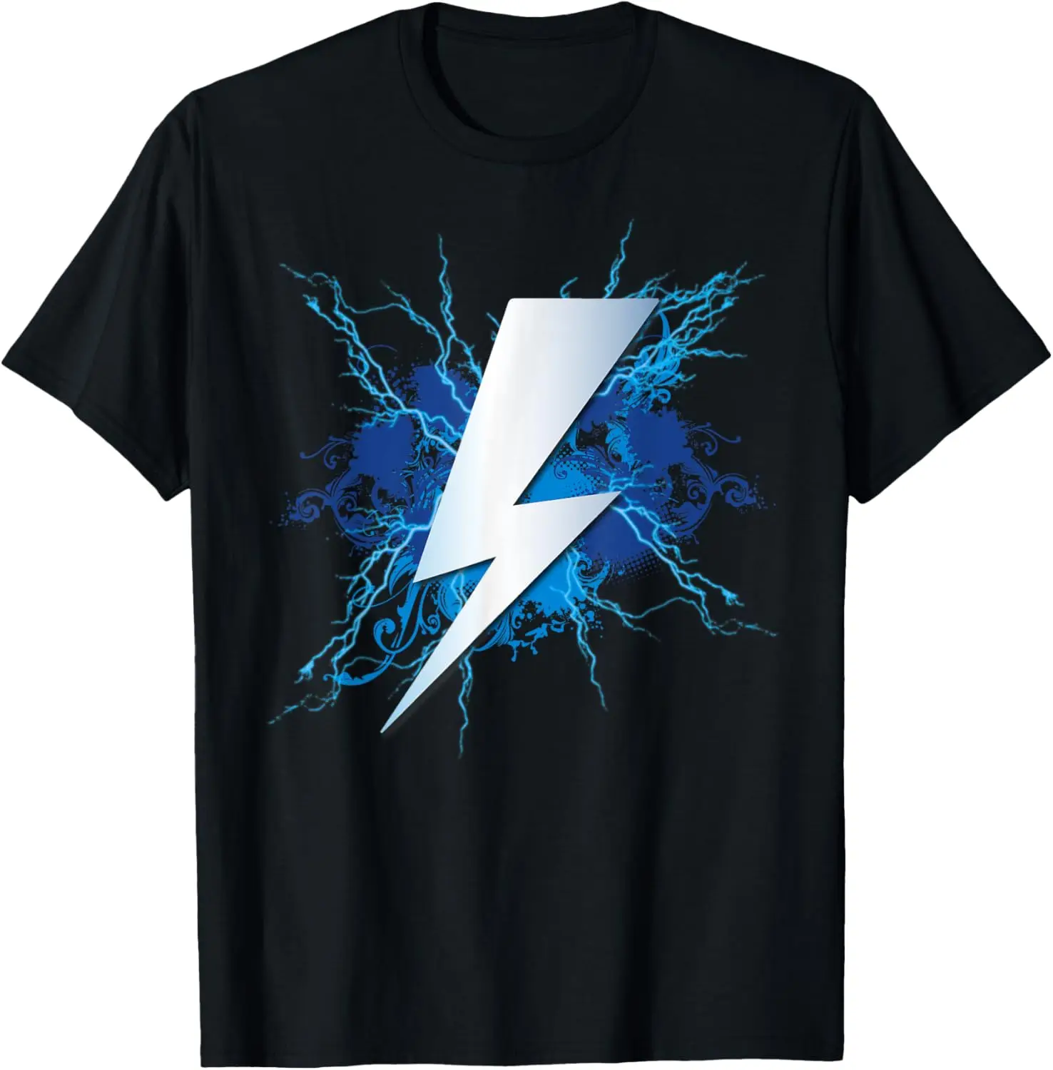 

Lightning Graphic and Thunderbolt Design | Blue T-Shirt