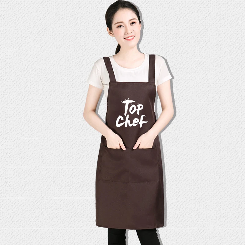 Delantal de limpieza con correa para el hombro para hombre y mujer, Unisex, con logotipo divertido, estampado de casa, cocina, restaurante, Chef, barbacoa
