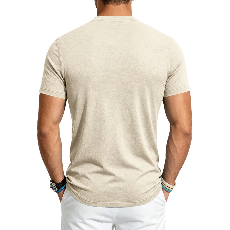 Summer Men Pure Color Mesh Casual Round Neck Sports T-Shirt Men Slim Fit Breathable Quick-Drying Jogging Short-Sleeved T-Shirt