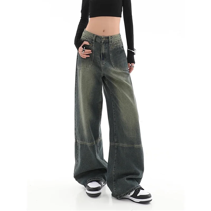 

Harajuku Jeans High Waist Streetwear Baggy Jeans Hip-hop Women Pants Autumn Winter Straight Wide Leg Jeans 2024 Y2K Feamle