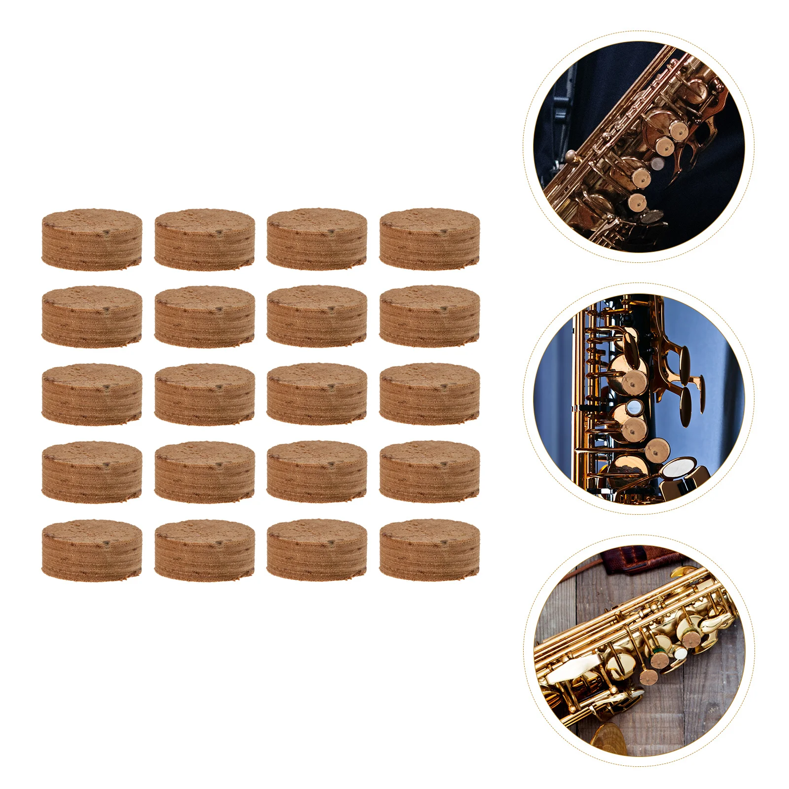 

20 Pcs Saxophone Cork Pad Mounting Accessories Key Pads Wooden Button Replacement