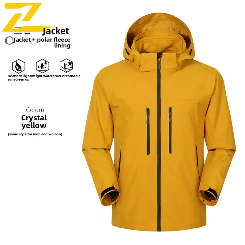 

Unisex Winter 3-in-1 Thermal Jacket Windproof Waterproof Parka with Detachable Fleece Liner Multi-Pockets for Hiking Daily Wear