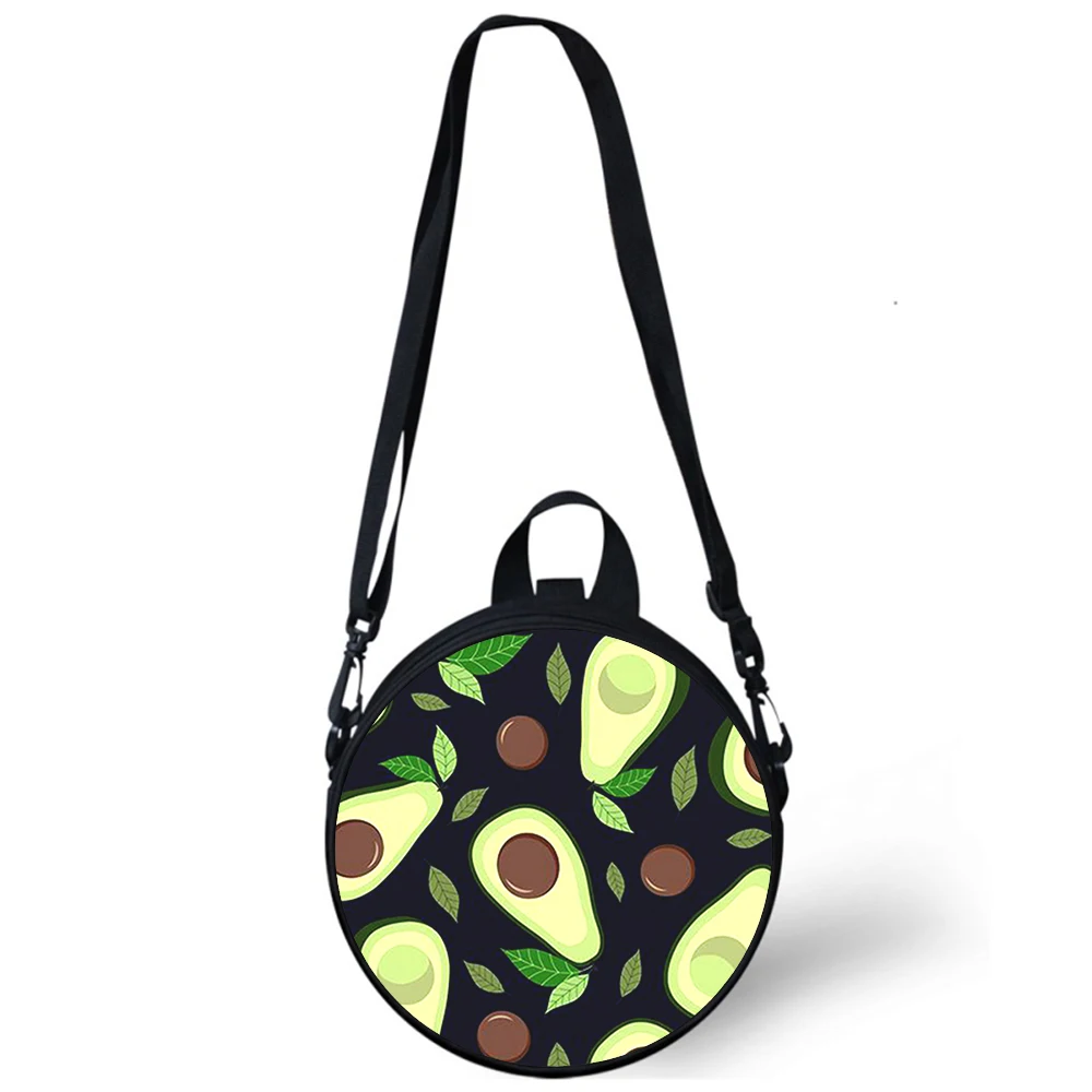 Cartoon Leuke Avocado Kind Kleuterschool Zak 3D Print Crossbody Schoudertassen Voor School Vrouwen Mini Ronde Rugzakken Rugtas Tas